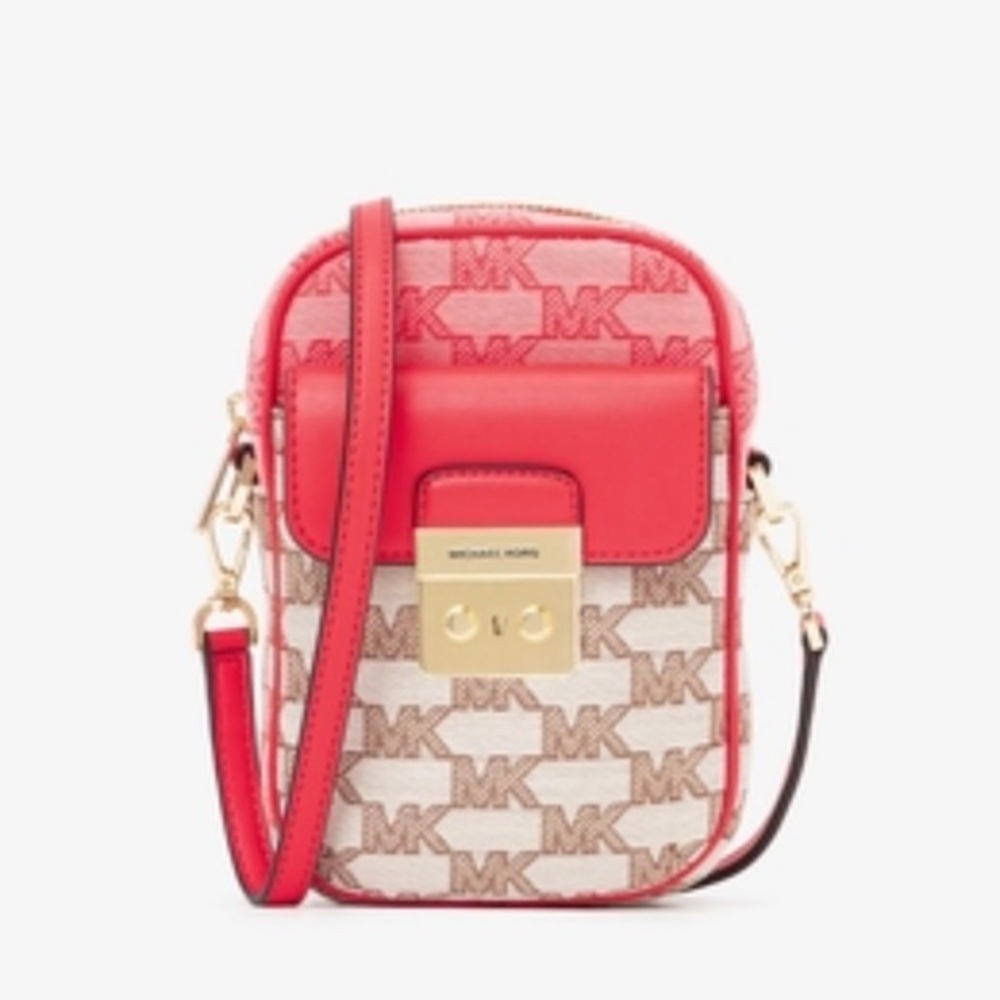 Michael Kors Sloan Editor Small Phone Logo Jacquard Crossbody Grapefruit Multi